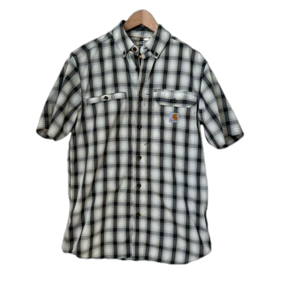 Carhartt Force grey, cream and yellow plaid vented relaxed fit shirt. M